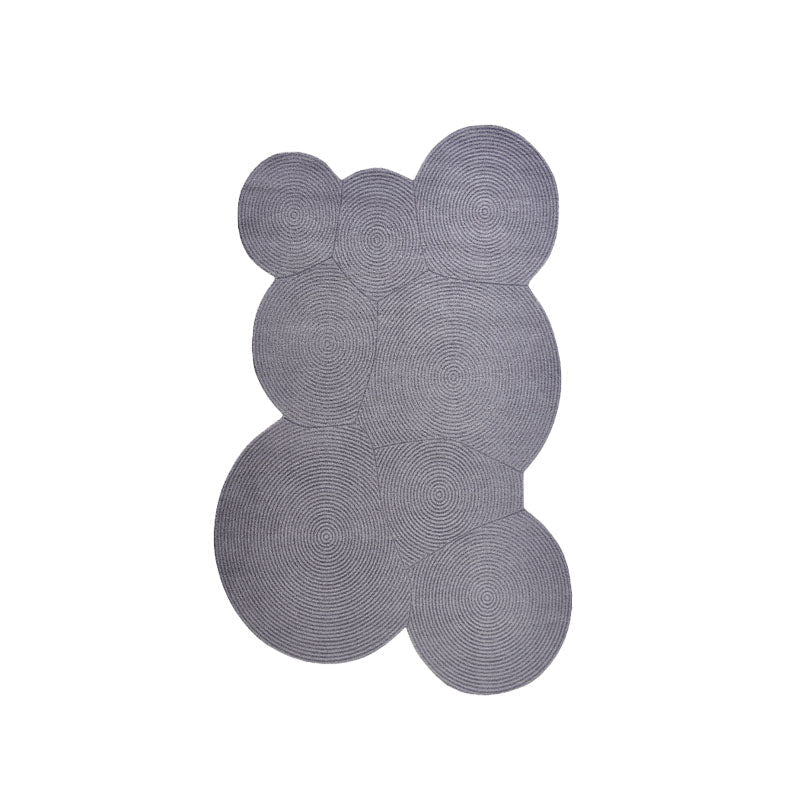 Gray bear-shaped nulaa fractal wool rug with concentric circular patterns made of soft wool for stylish decor