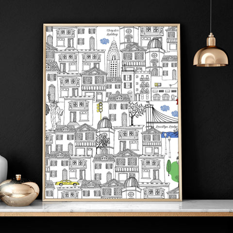 NY city posters | Set of 2 wall art prints for office decor