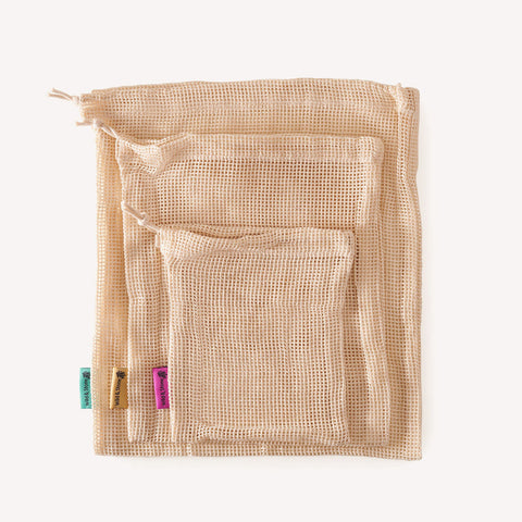 Reusable Mesh Produce Bags - Organic Cotton - 3 Pack