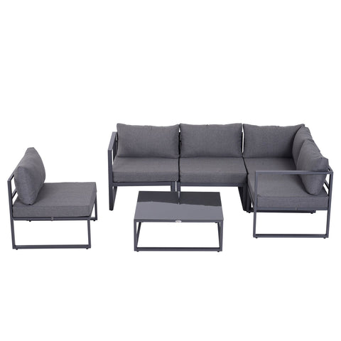 6Pcs Outdoor Sectional Sofa Set Conversation Aluminum Frame Cushion Outsunny