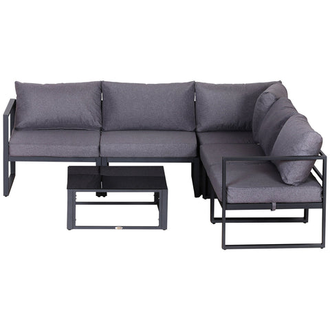 6Pcs Outdoor Sectional Sofa Set Conversation Aluminum Frame Cushion Outsunny