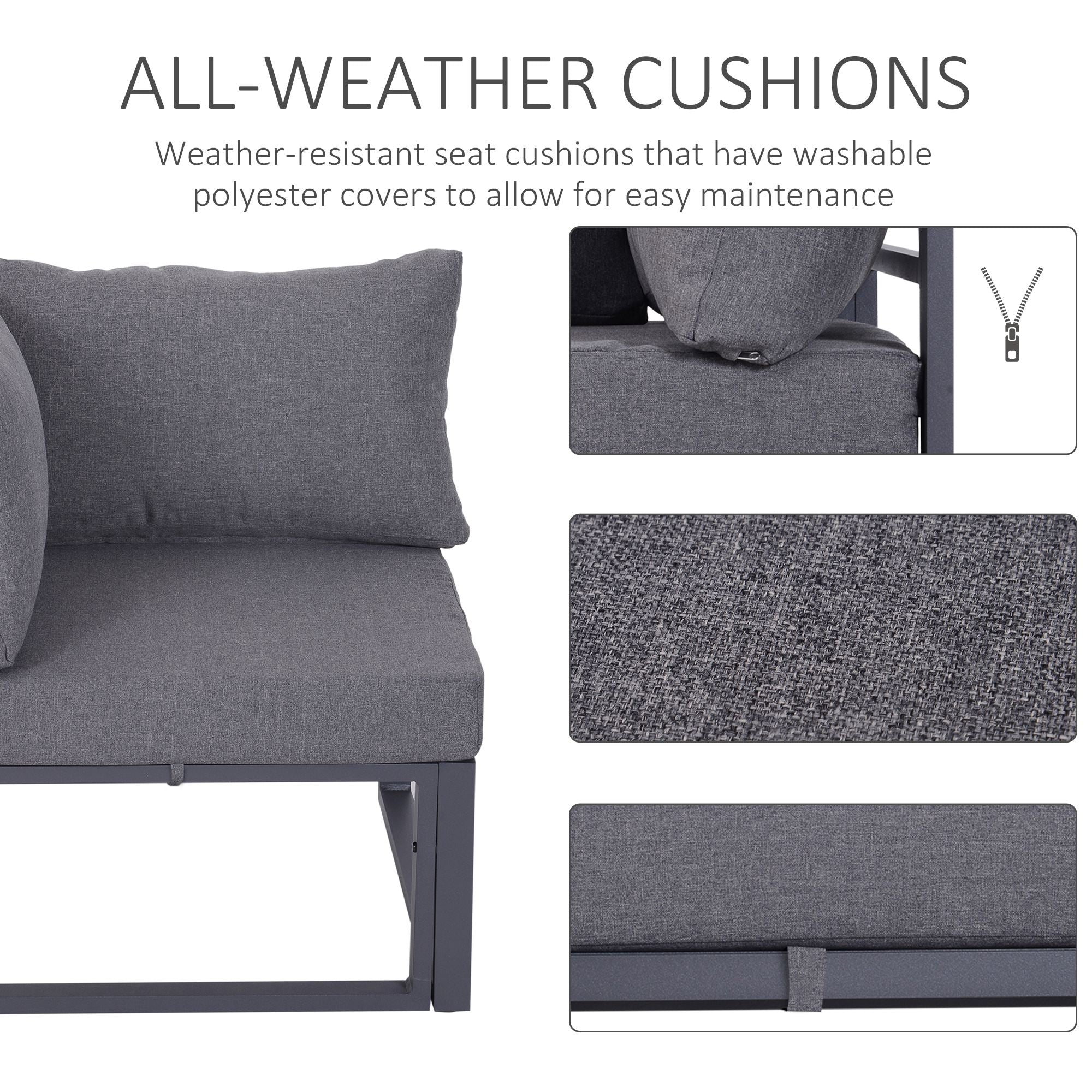 6Pcs Outdoor Sectional Sofa Set Conversation Aluminum Frame Cushion Outsunny