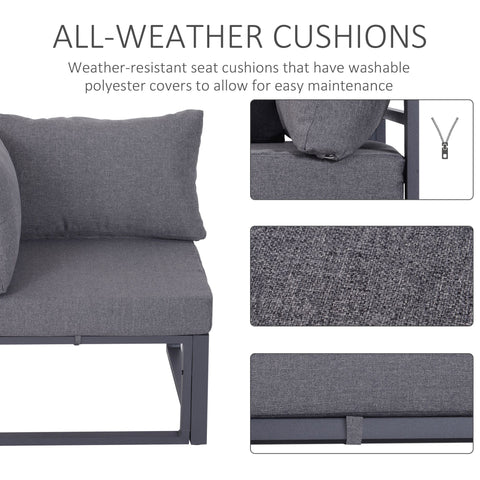 6Pcs Outdoor Sectional Sofa Set Conversation Aluminum Frame Cushion Outsunny