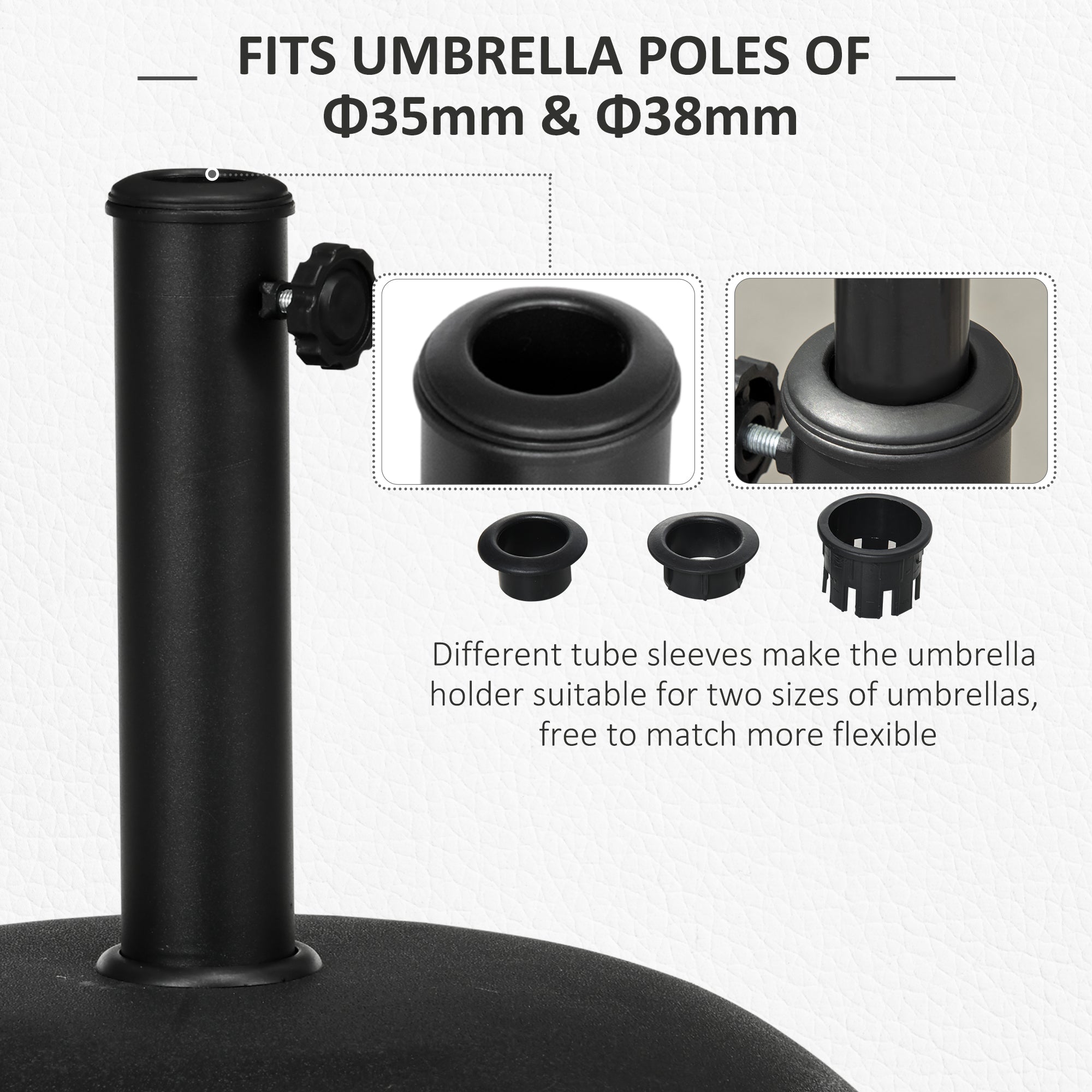 Outsunny Heavy Duty Cement Parasol Base 20kg Round Patio Umbrella Stand Garden Outdoor Shade Holder