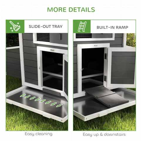 PawHut Chicken Coop, Wooden Outdoor Hen House with Nesting Box, Openable Waterproof Top, Pull-Out Tray, 150 x 100 x 97cm