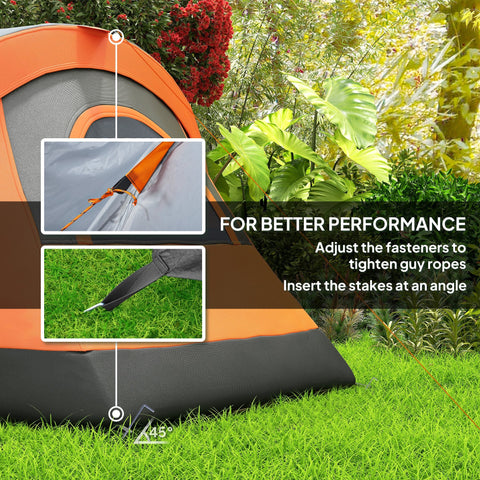 Outsunny 5-6 Man Dome Camping Tent - Orange