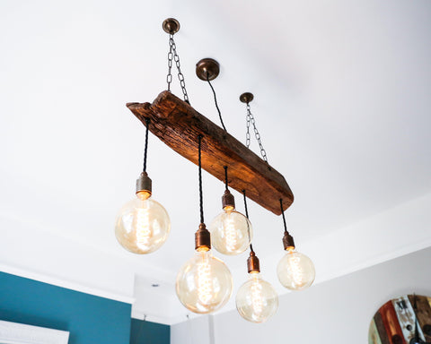 Oak Beam Chandelier | Rustic Kitchen Island & Dining Lighting UK