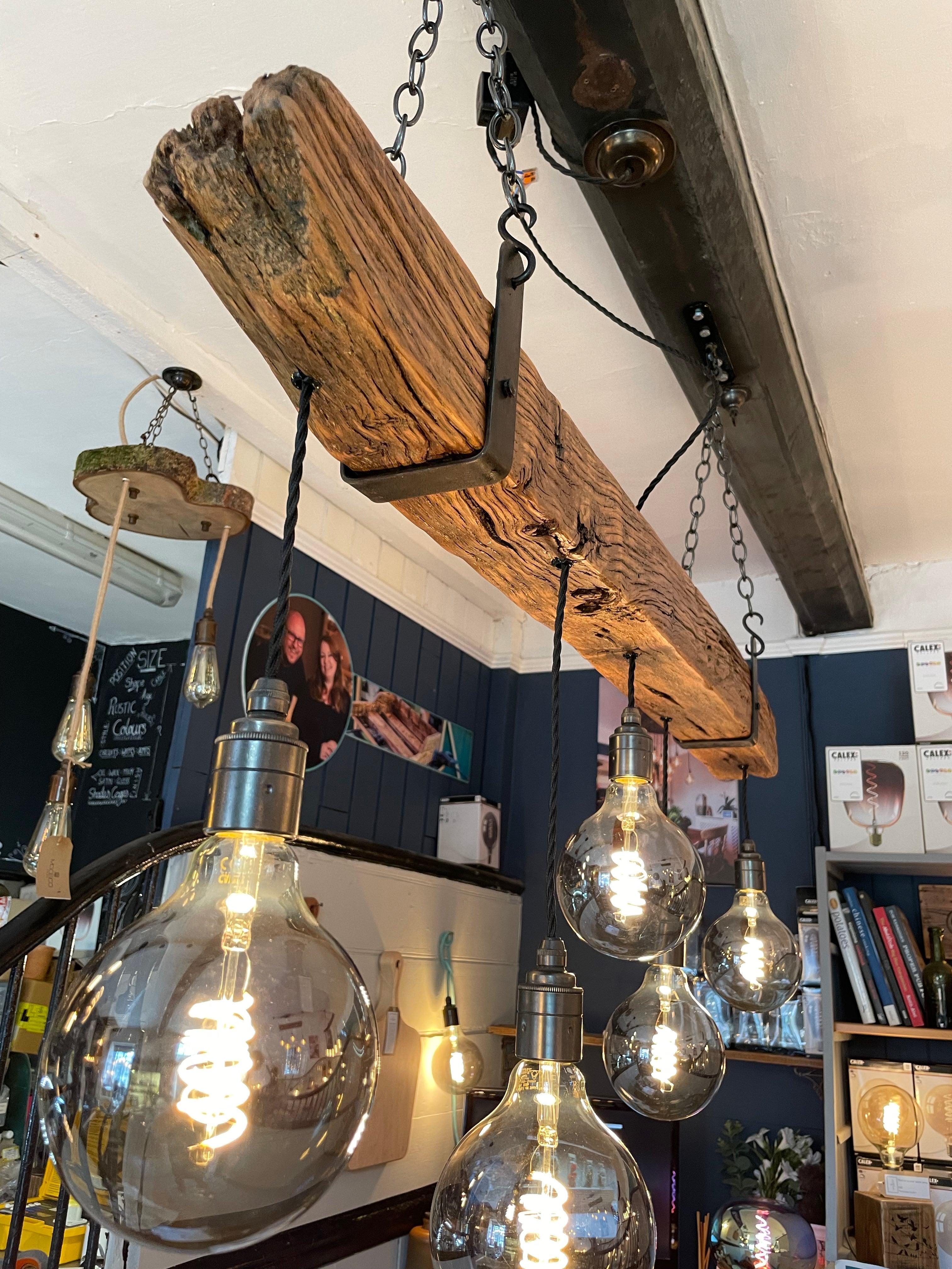 Oak Beam Chandelier | Rustic Kitchen Island & Dining Lighting UK