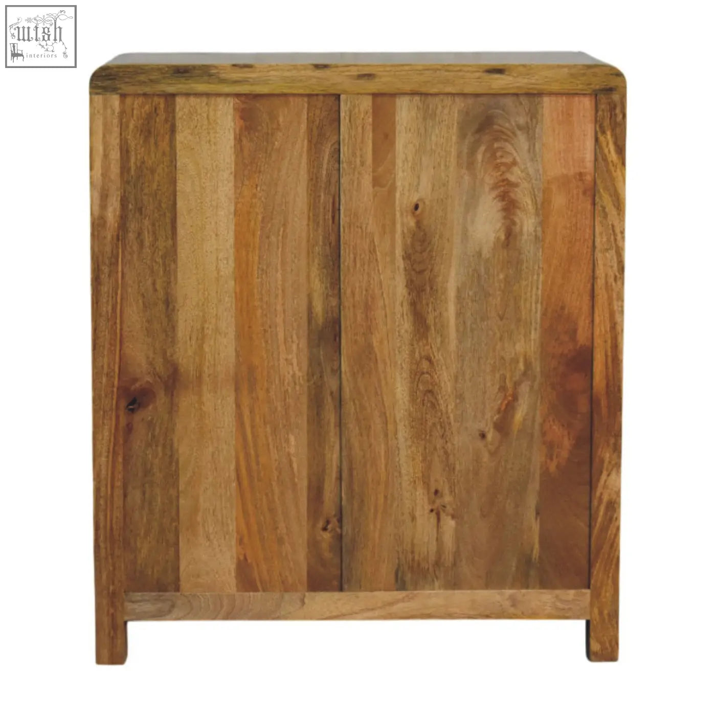 Oakish three drawer chest made of reclaimed wood with warm brown tones and natural grain finish