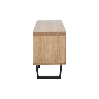 Oakton media unit modern oak finished media unit with sleek black metal legs perfect for living room use