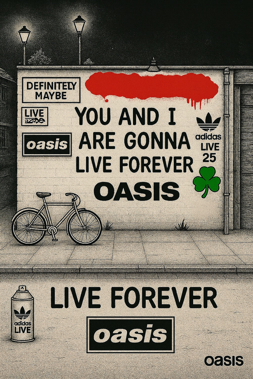 Live Forever - Oasis Inspired Graffiti Poster