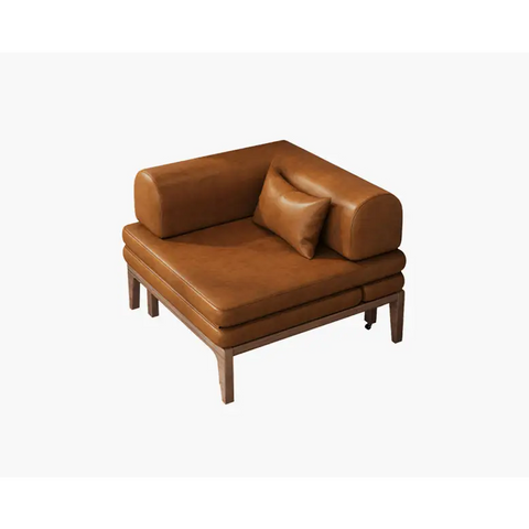 Ocampo Single Seater Corner Sofa Bed Faux Leather - Brown / 80cm - chair bed