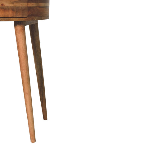 Odyssey oak-ish console table with tapered legs and warm natural oak wood finish perfect for rustic decor