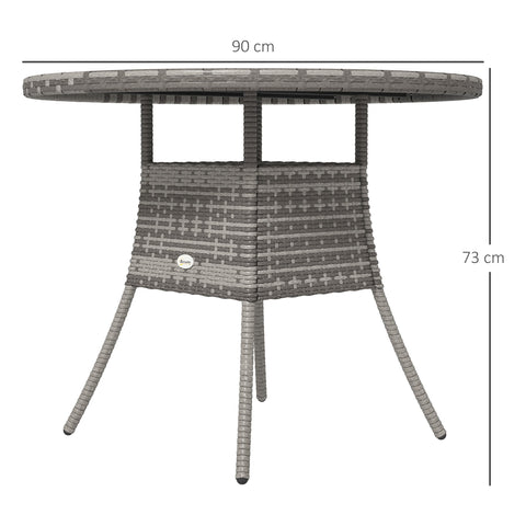 Outsunny 90cm Four-Person Wood-Effect Rattan Table - Grey