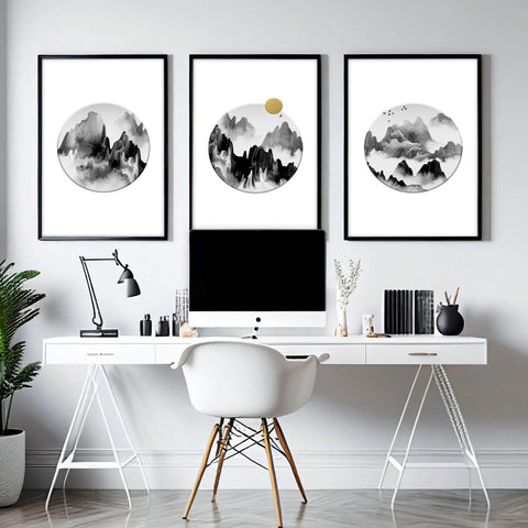 Office desk decor | set of 3 wall art prints