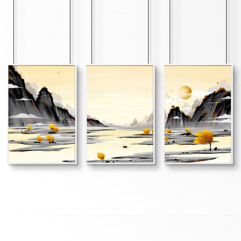 Wall art home office | set of 3 Japanese wall art