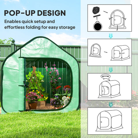 Outsunny 150 x 148cm Pop-Up Greenhouse - Green