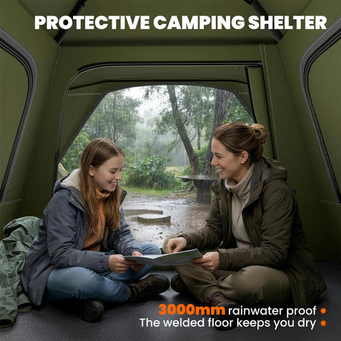 Outsunny Pop Up Tent 3000mm Waterproof Camping Tents with Mesh Windows 2-3 People Green