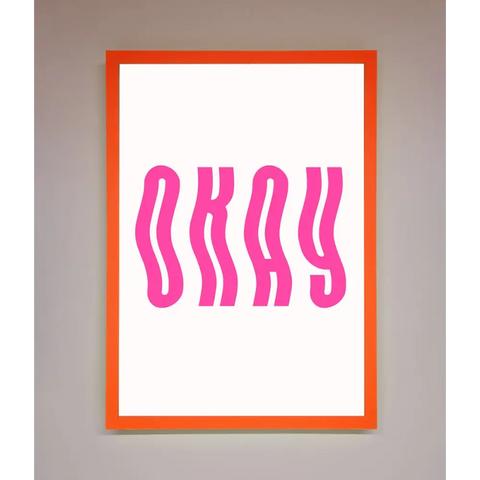 Okay Framed Poster - A3 (29.7 x 42 cm) / Neon Orange - Framed Print