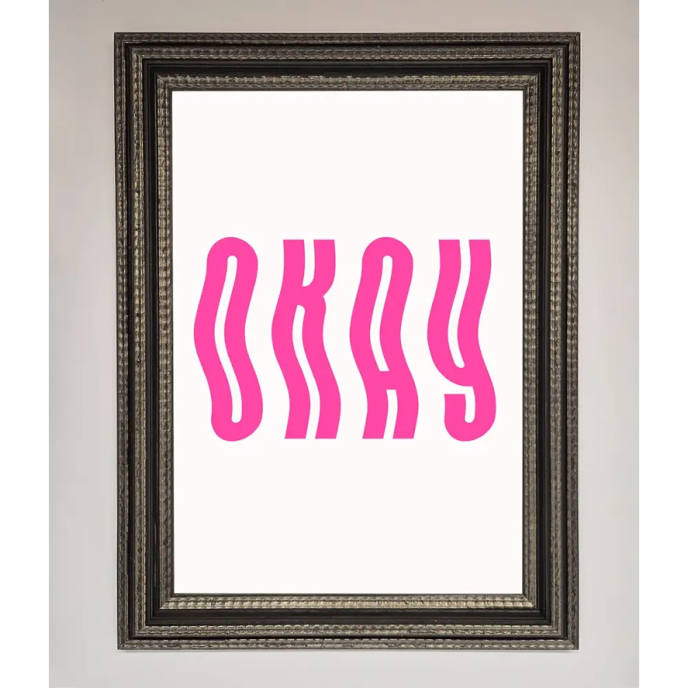 Okay Framed Poster - A3 (29.7 x 42 cm) / Ornate Silver Black - Framed Print