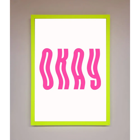 Okay Framed Poster - B0 (100 x 141 cm) / Neon Green - Framed Print