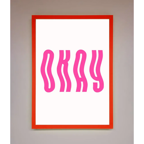 Okay Framed Poster - B0 (100 x 141 cm) / Neon Red - Framed Print