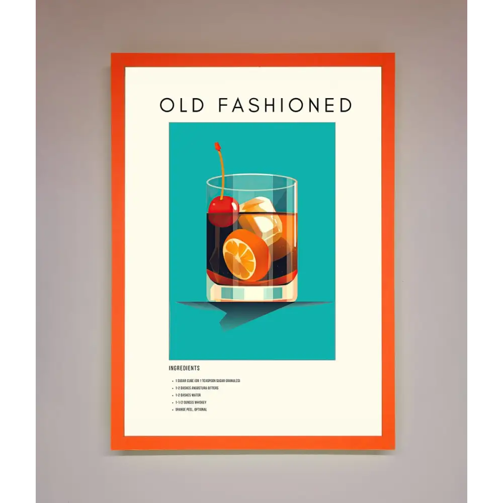 Old Fashioned Framed Print - A3 (29.7 x 42 cm) / Neon Orange - Framed Print
