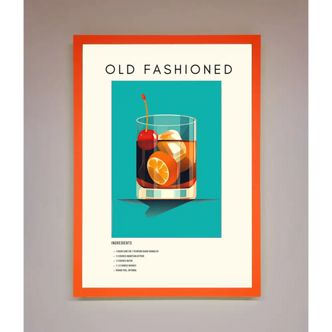 Old Fashioned Framed Print - A3 (29.7 x 42 cm) / Neon Orange - Framed Print