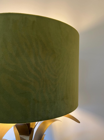 Olive green velvet lampshade with soft textured surface handmade ceiling light shade with zebra cotton double sided design
