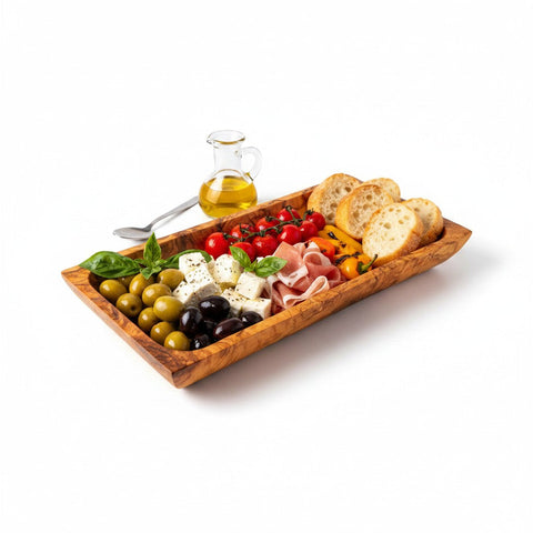 Olive wood rectangular serving tray 27x14cm with natural olive wood grain perfect for cheese and appetizers