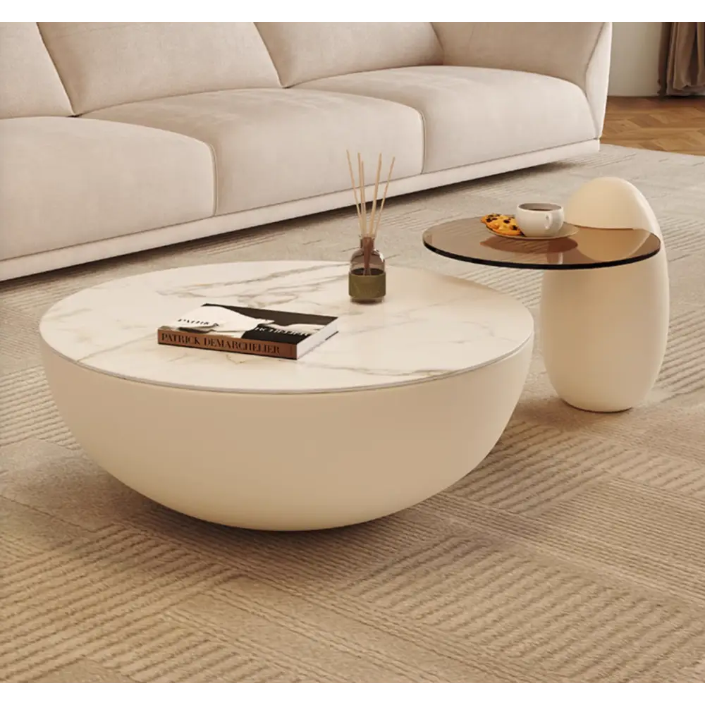 Oliver Marble Coffee Table, White｜ DC Concept