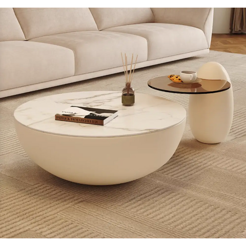 Oliver Marble Coffee Table, White｜ DC Concept