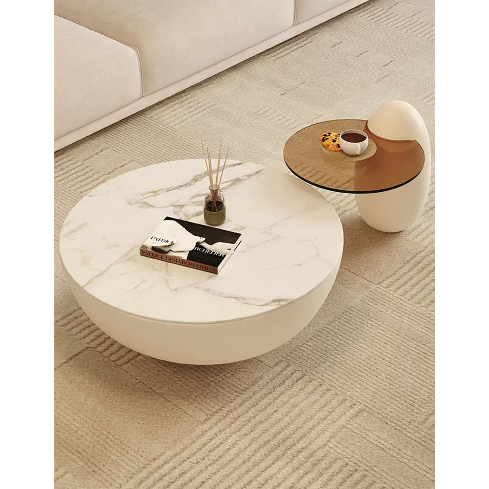 Oliver Marble Coffee Table, White｜ DC Concept
