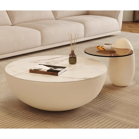 Oliver Marble Coffee Table, White｜ DC Concept
