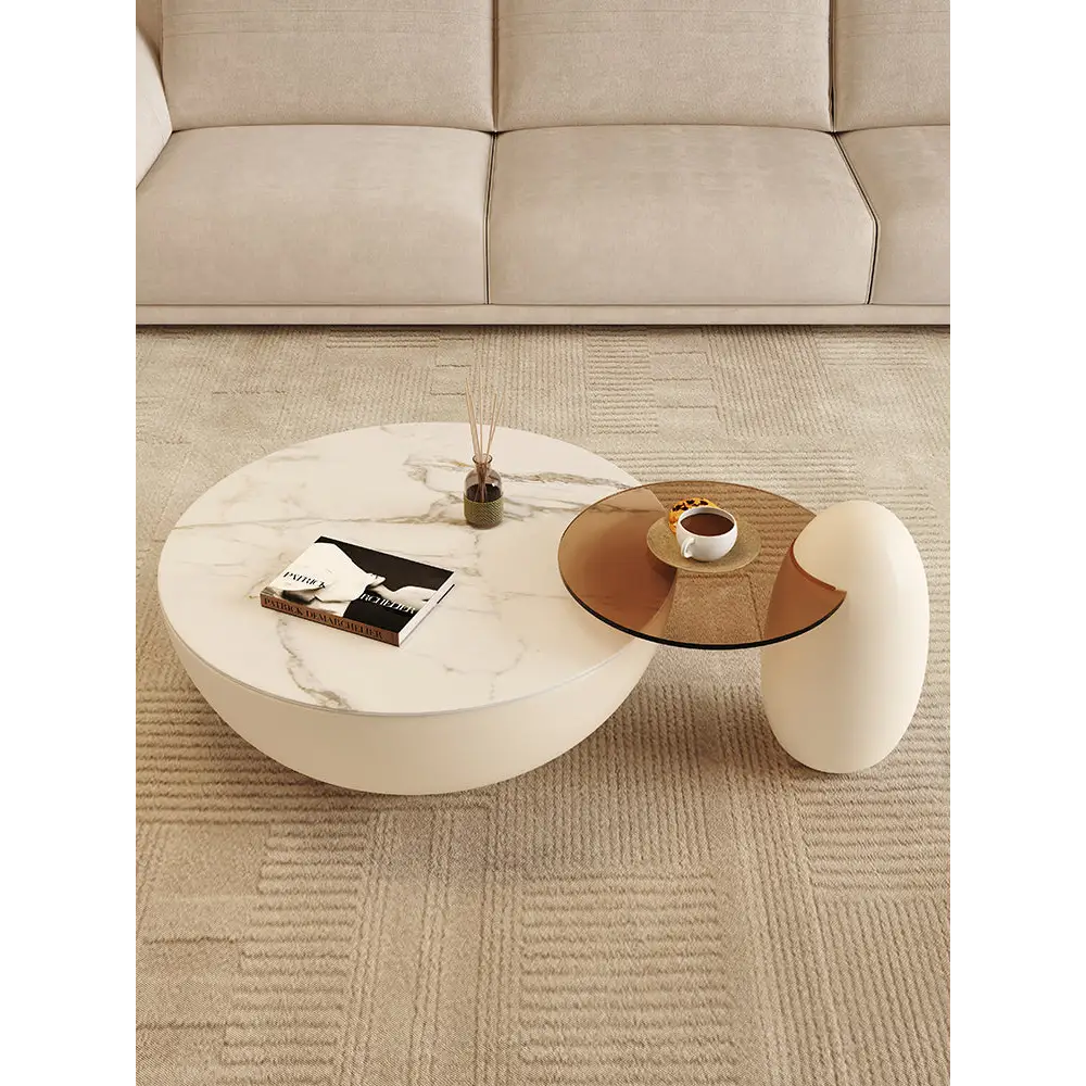 Oliver Marble Coffee Table, White｜ DC Concept