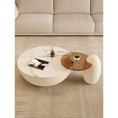 Oliver Marble Coffee Table, White｜ DC Concept