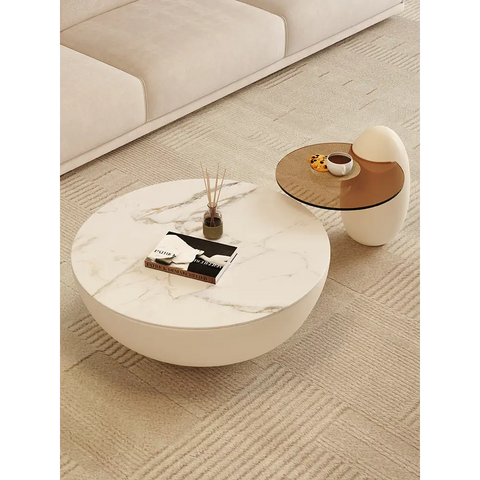 Oliver Marble Coffee Table, White｜ DC Concept