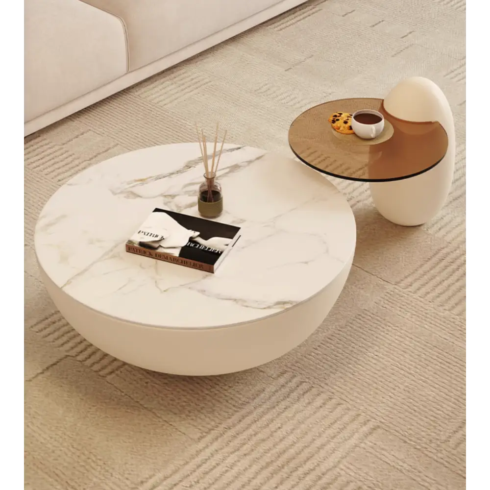 Oliver Marble Coffee Table, White｜ DC Concept