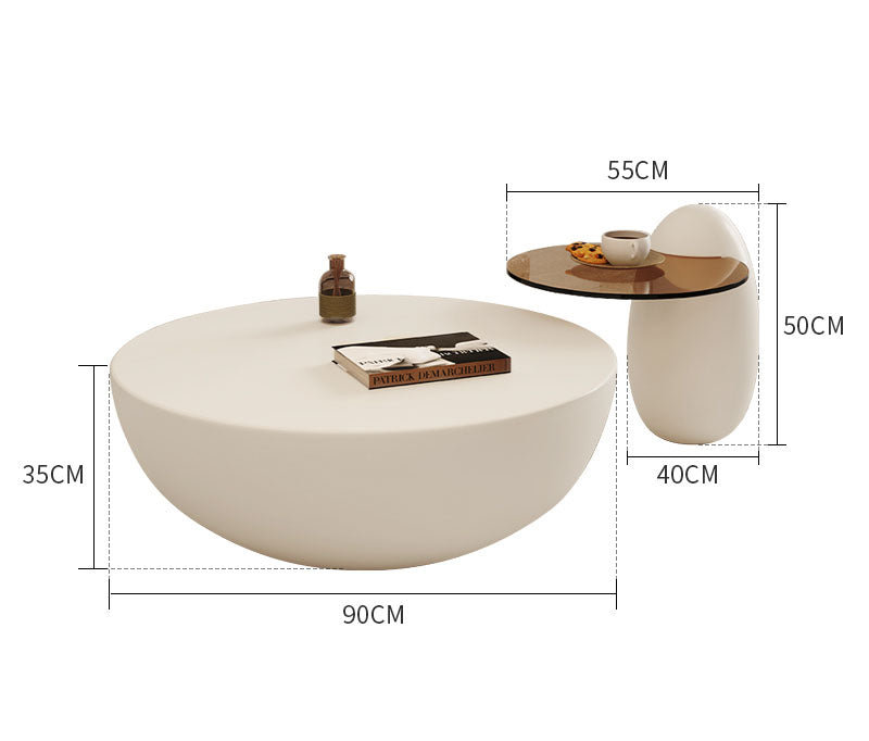 Modern white oval nesting coffee table with smooth minimalist design and rounded edges perfect for any space