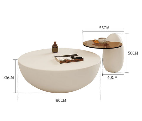 Modern white oval nesting coffee table with smooth minimalist design and rounded edges perfect for any space