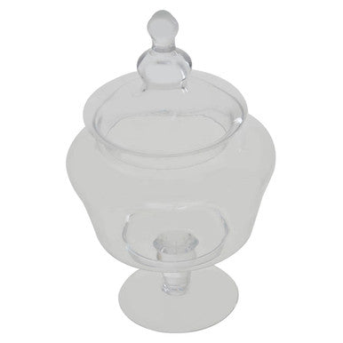 Olivia clear glass candy large storage jar with matching lid and decorative knob in clear glass design