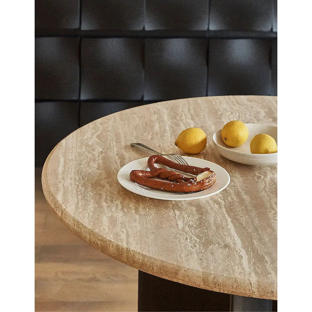 O’Malley Oval Dining Table Travertin & Solid Wood - Dining table