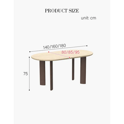 O’Malley Oval Dining Table Travertin & Solid Wood - Dining table