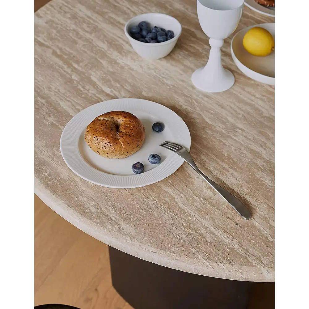 O’Malley Oval Dining Table Travertin & Solid Wood - Dining table