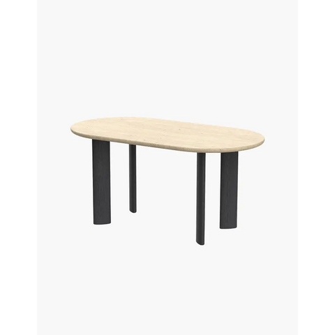 O’Malley Oval Dining Table Travertin & Solid Wood - Dining table