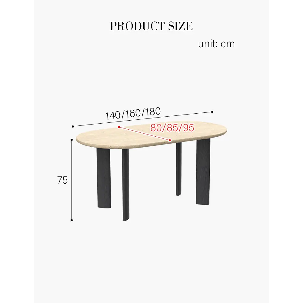 O’Malley Oval Dining Table Travertin & Solid Wood - Dining table