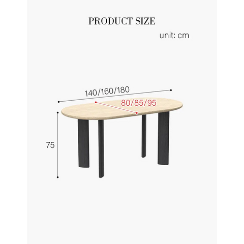 O’Malley Oval Dining Table Travertin & Solid Wood - Dining table
