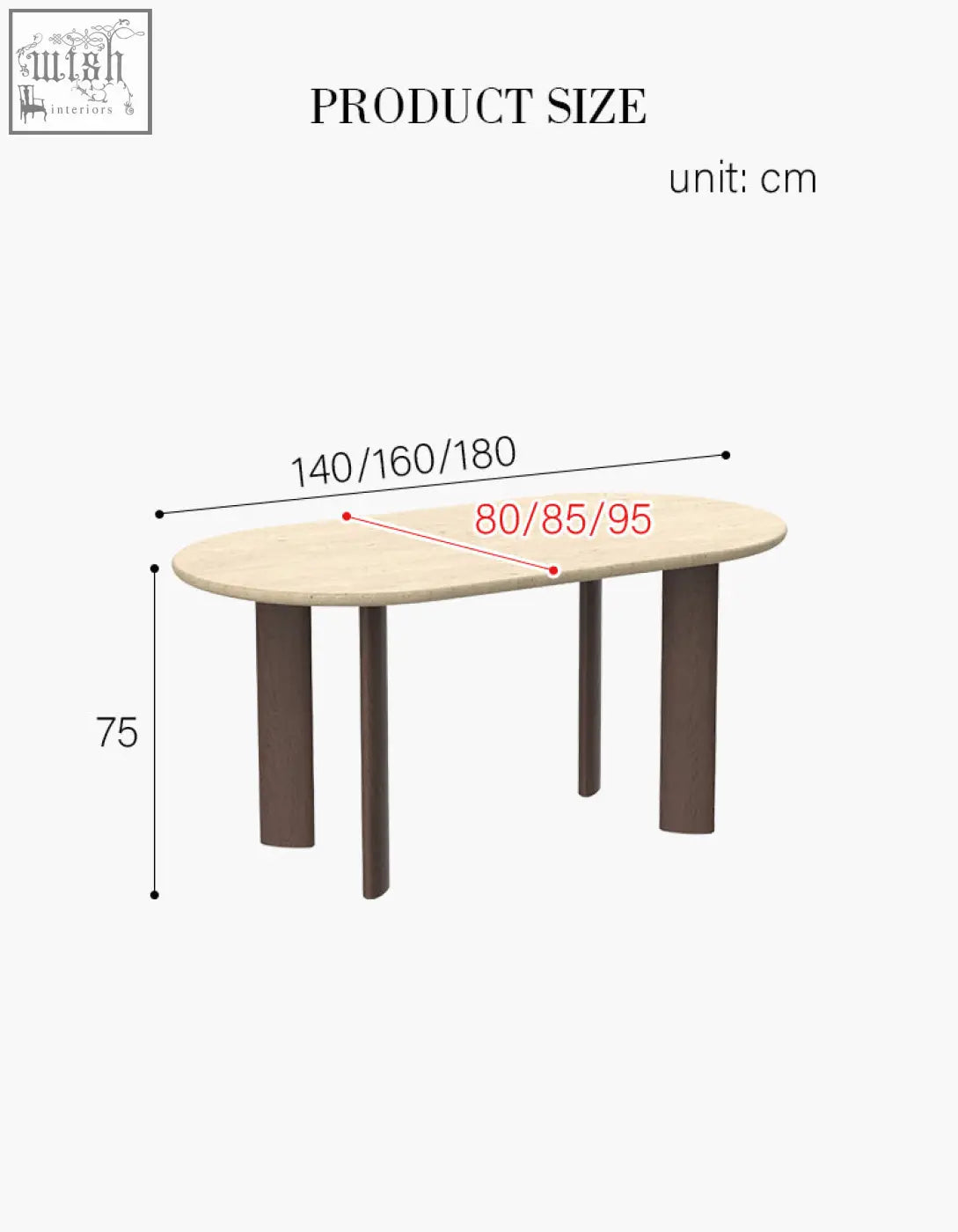 Omalley oval dining table with light wood travertin top and dark brown solid wood tapered legs perfect for oval dining