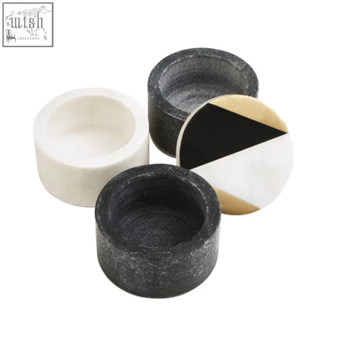 Black and white geometric marble coasters from omari marble stacking trinket pots for stylish stacking trinket storage