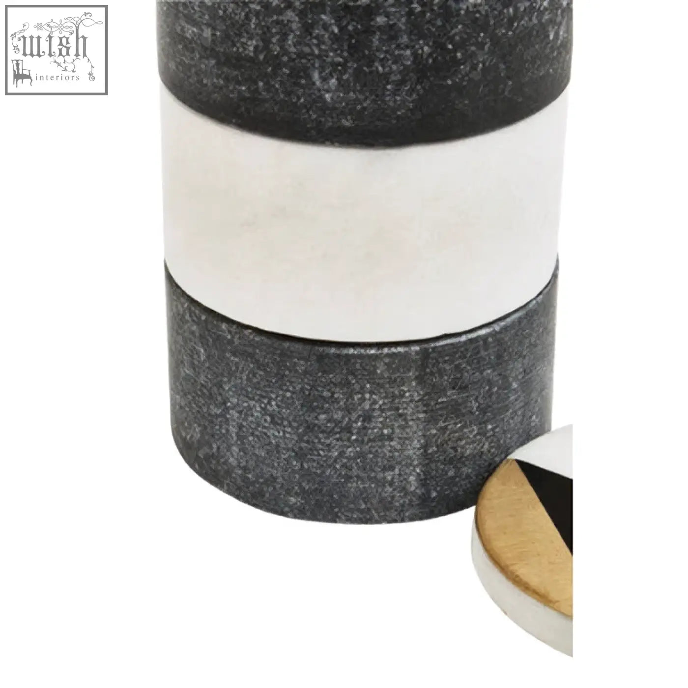 Black and white striped omari marble stacking trinket pots with textured surfaces perfect for organizing small items